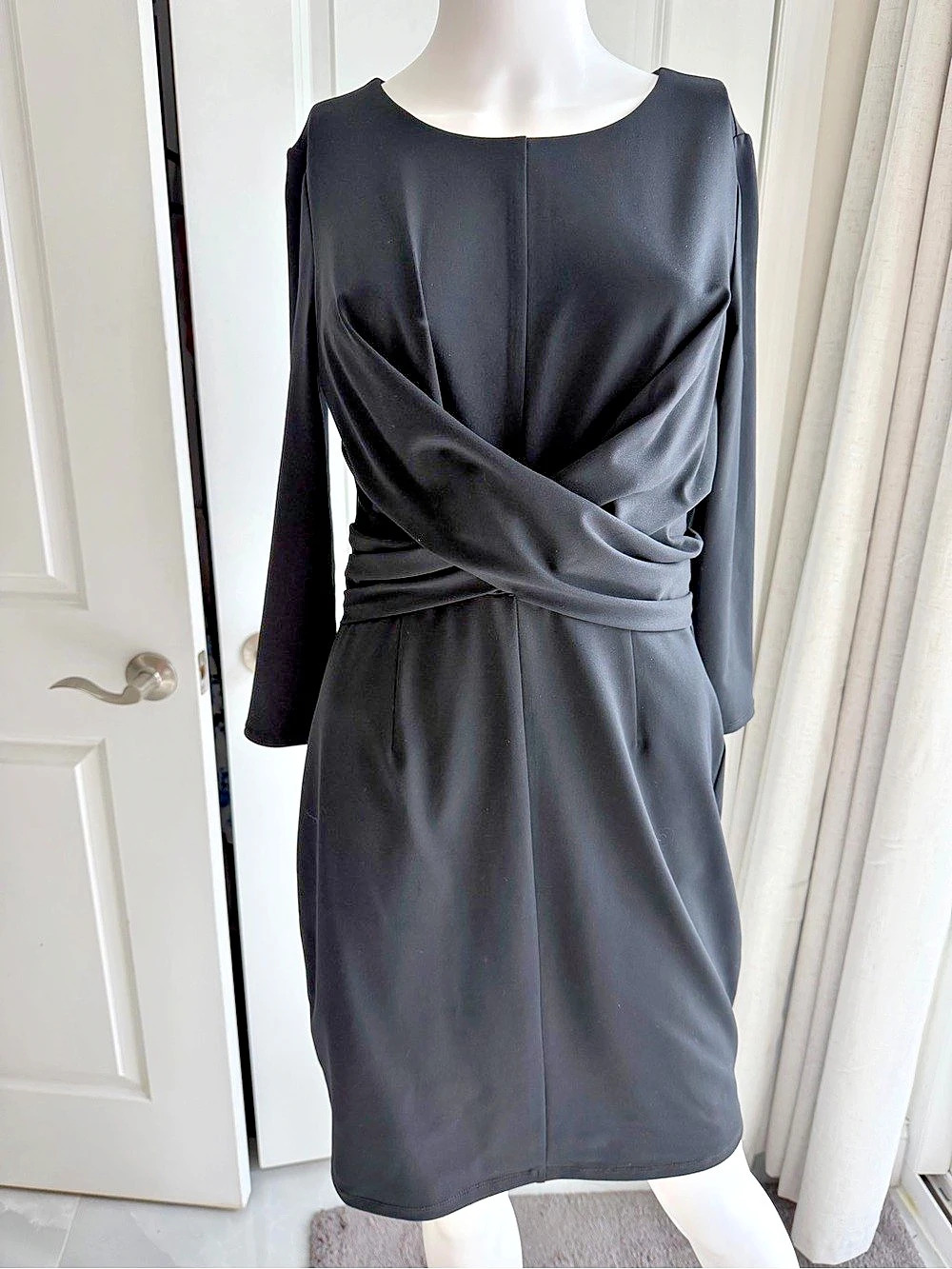 INC International Concepts Draped  Dress in Black Size Small LIKE NEW